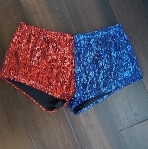 Red and Blue Sequin Shorts